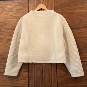Zara Cream Quilted Cropped Mock Neck Long-Sleeve Shirt - Sz S